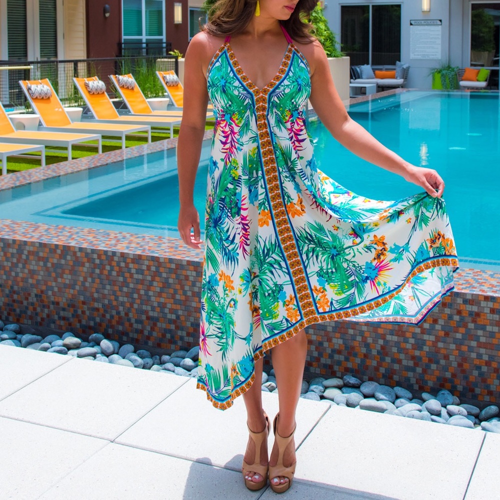 NWT- Flying Tomato Tropical halter dress